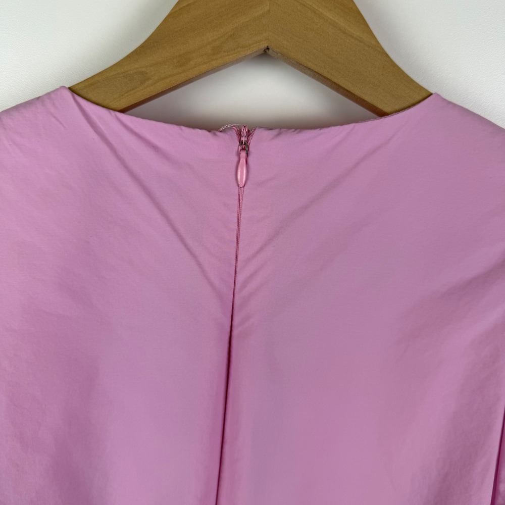 English Factory Pink Scalloped Tiered Mini Dress Small Puff Sleeve Preppy Cotton - Picture 5 of 12